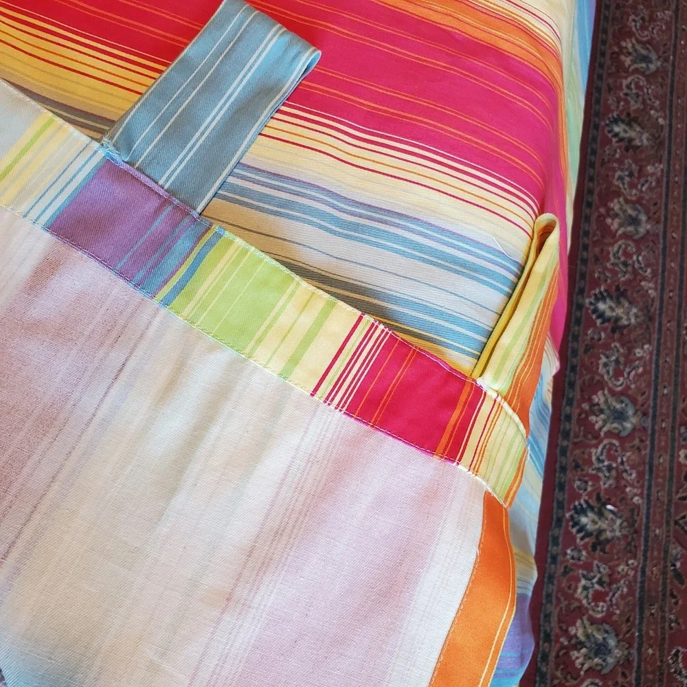 Wamsutta Cotton Curtain Panel 41x84 Rainbow Vertical Stripe Tab Top Multicolor